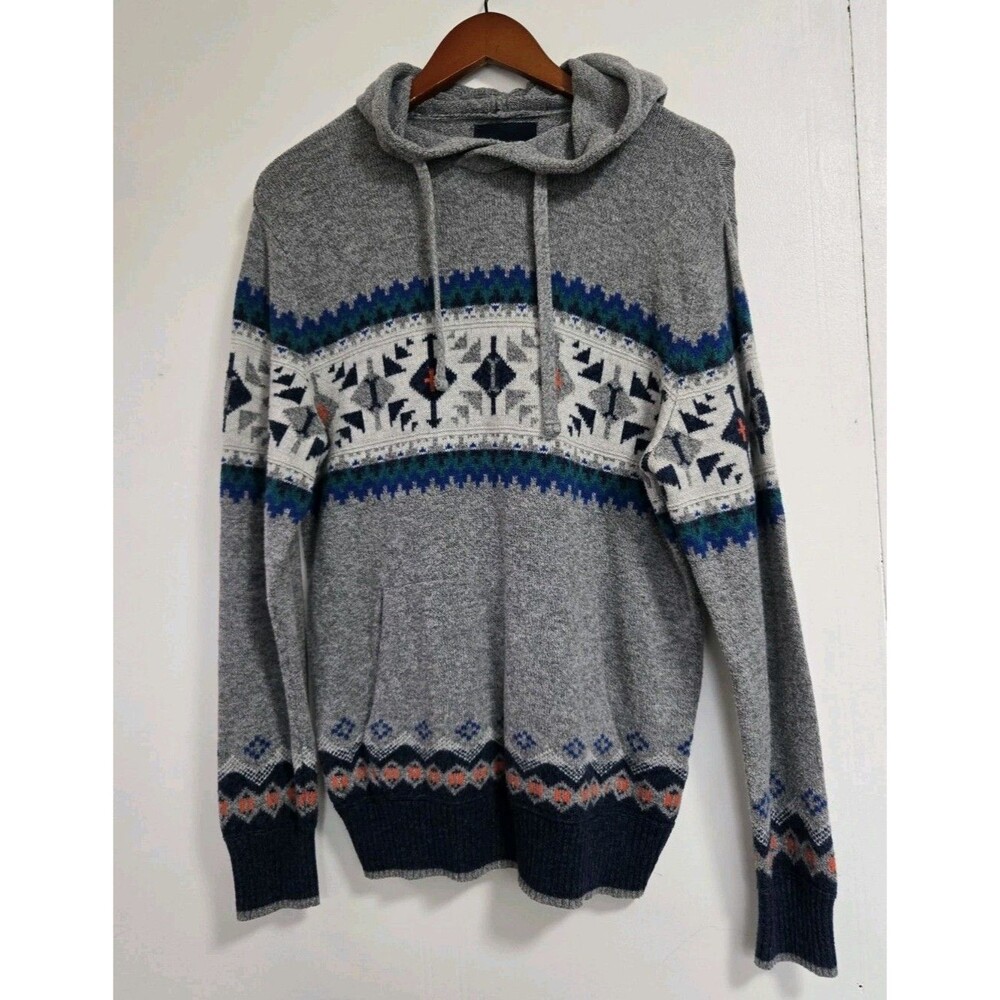 American Eagle Hoodie Mens‎ M Sweatshirt Aztec Fair Isle Pullover Nordic